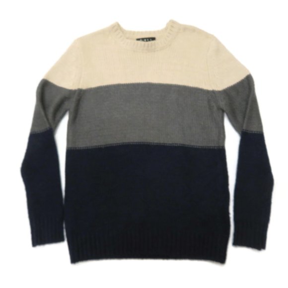 Men Sweater Large Colorblock Knit Wool 
